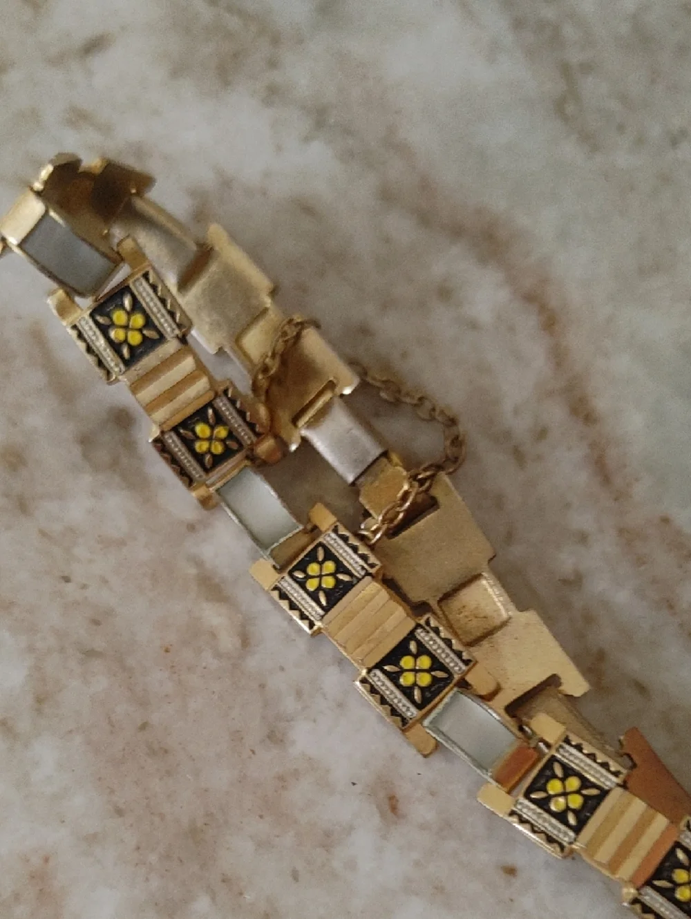 Gold-Tone Yellow Flower Link Bracelet - Women Jewelry